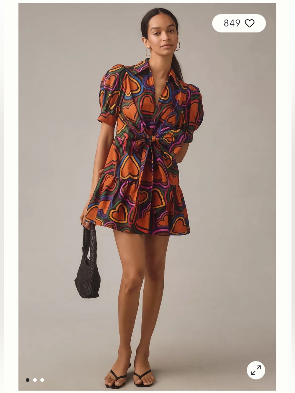 FARM Rio Vibrant Multicolor Heart Tie-Waist Dress in Orange, Purple, Green